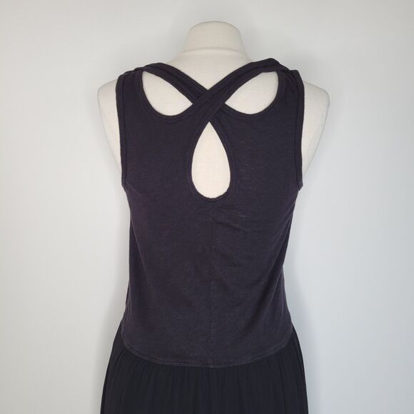 ANTHROPOLOGIE LEFT OF CENTER Black Drop Waist Dress Size S Cross Cross Tulipan - Picture 5 of 12